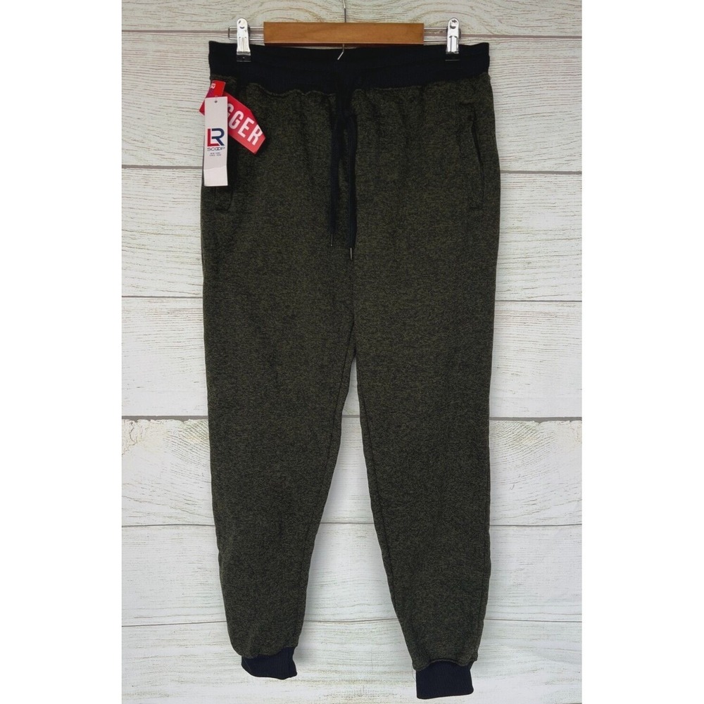LR Scoop Joggers Mens Size Large Green & Black Marled Sweat Jogger Pants New